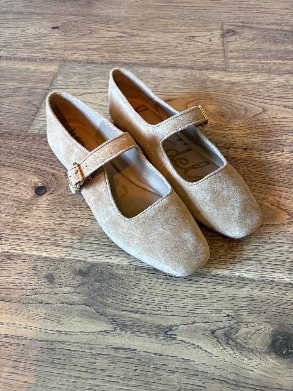 Sam Edelman Michaela Beige Suede Mary Jane Flats Size 9